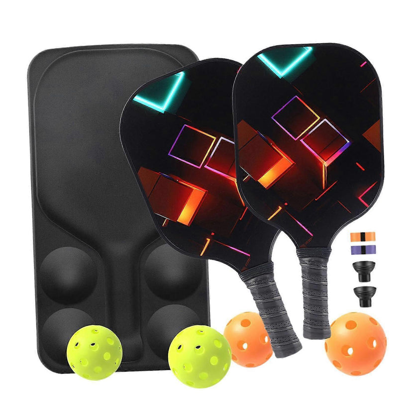 Pickleball Rackets Set with Ergonomic Fiberglass Grip, Gym Gift for Ad
