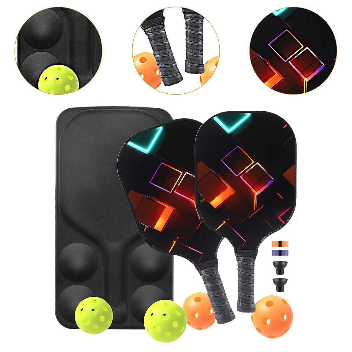Pickleball Rackets Set with Ergonomic Fiberglass Grip, Gym Gift for Adults