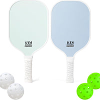 Red Fiberglass Pickleball Paddle Set - 2 Minimalist Paddles, 4 Balls, and Carry Bag for Outdoor Play