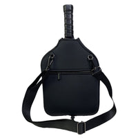 Black Neoprene Pickleball Paddle Cover – Waterproof Side Pocket Design, Shoulder Bag Style