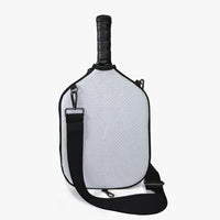 Grey Neoprene Pickleball Paddle Cover – Waterproof Side Pocket Design, Shoulder Bag Style
