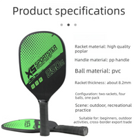 Green Pickleball Paddles Set of 2 Lightweight Wood Rackets with 4 Pickleballs and Carry Bag Outdoor Sports Equipment for Beginners