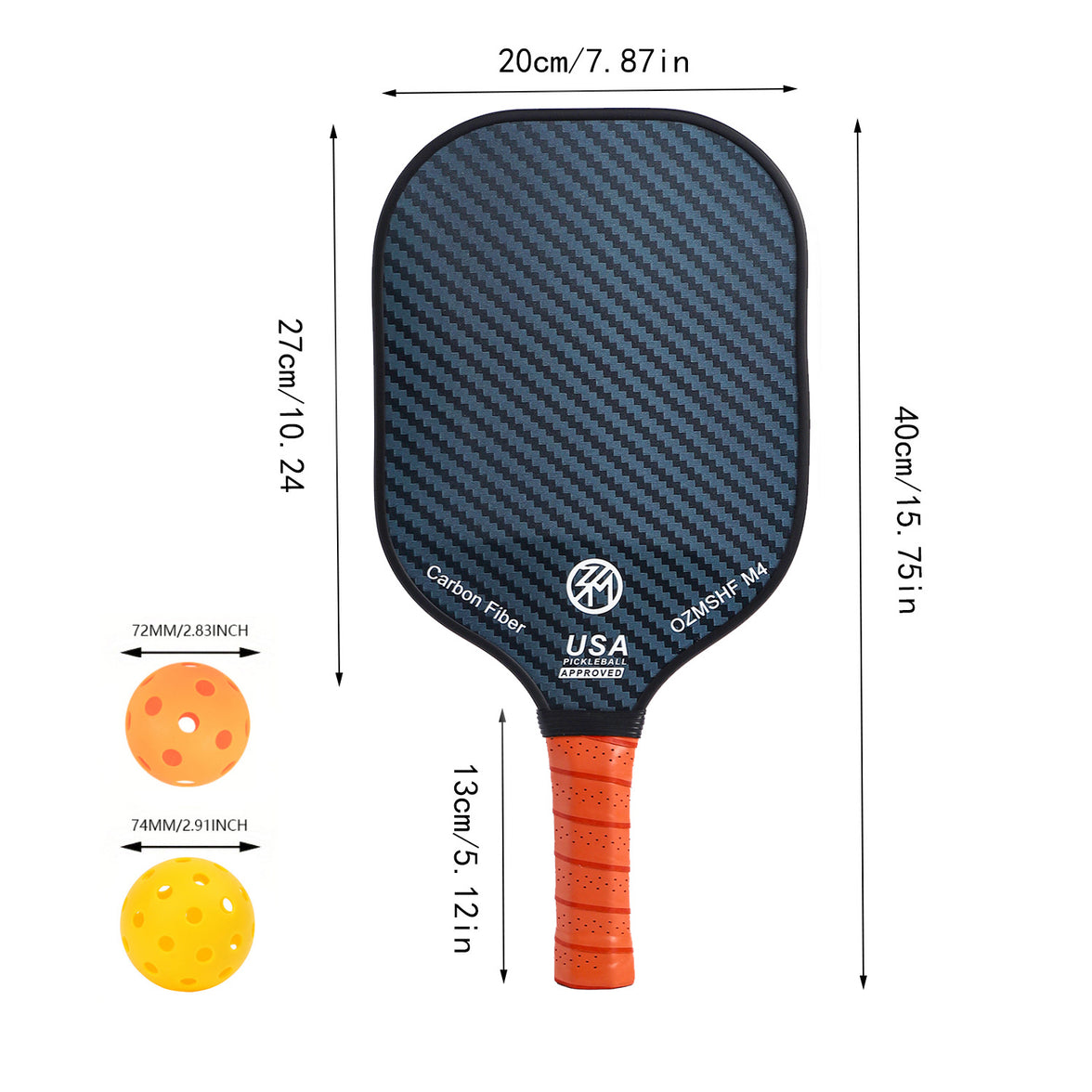 Professional Carbon Fiber Pickleball Paddle Set with Advanced Polymer Core - Includes Outdoor Balls & Portable Mesh Carry Bag(LT-603)