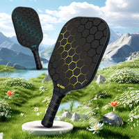 Black and Green Lightweight Fiberglass Pickleball Paddle Set - 2 High-Rebound Rackets with PU Comfort Grip, 4 Balls and Carry Bag for Outdoor Play