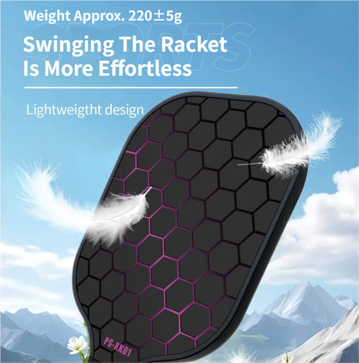 Black and Blue Fiberglass Pickleball Paddle - 220g Lightweight Racket with Breathable PU Comfort Grip and Oversized Sweet Spot for Outdoor Play